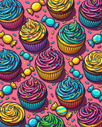 Vibrant Cupcake Sprinkle Candy Toss Rug - Cutout View