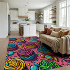 Vibrant Cupcake Sprinkle Candy Toss Rug Living Room View