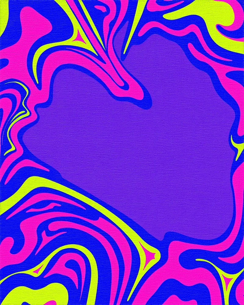 Vibrant Electric Liquid Wave Swirl Rug - Cutout View