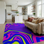 Vibrant Electric Liquid Wave Swirl Rug Living Room View