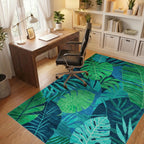 Vibrant Emerald Tropical Lush Foliage Rug - Office View