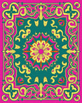 Vibrant Floral Medallion Graphic Design Rug - Cutout View