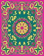 Vibrant Floral Medallion Graphic Design Rug - Cutout View