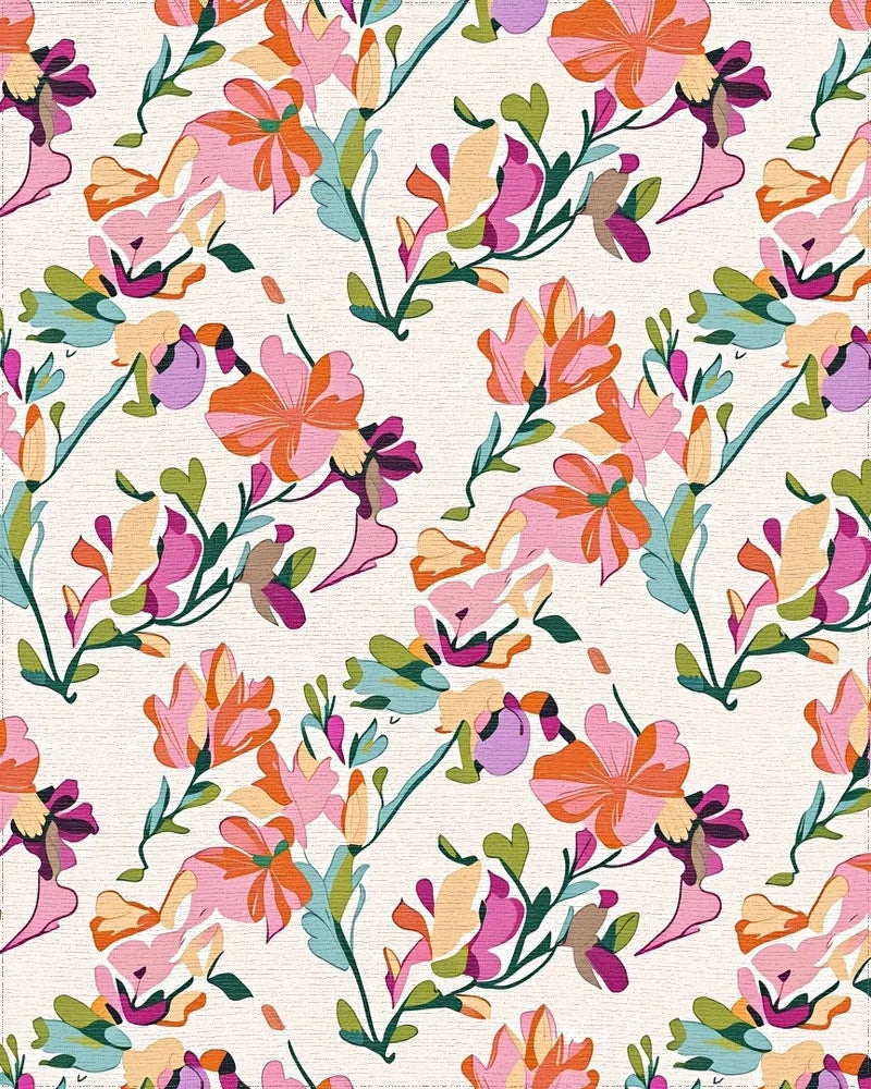 Vibrant Floral Silhouette Abstract Rug - Cutout View