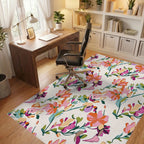 Vibrant Floral Silhouette Abstract Rug Office View
