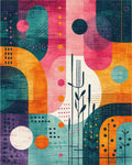 Vibrant Geometric Abstract Multi Color Art Rug - Cutout View