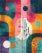 Vibrant Geometric Abstract Multi Color Art Rug - Cutout View