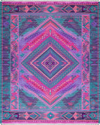 Vibrant Geometric Diamond Medallion Rug - Cutout View