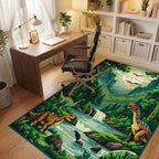 Vibrant Green Dinosaur Valley Rug - Office View