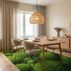 Vibrant Green Organic Broccoli Forest Rug - Dining Room View