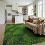 Vibrant Green Textured Moss Landscape Rug - Living Room View