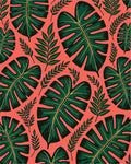 Vibrant Green Tropical Leaf Collage Rug - Cutout View