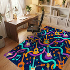 Vibrant Guitars Music Notes Waves Rug Office View