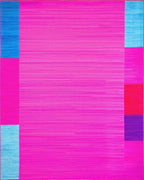 Vibrant Hot Pink Geometric Blocks Rug - Cutout View