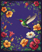 Vibrant Hummingbird Floral Vines Rug - Cutout View