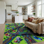 Vibrant Isometric City Highway Junction Rug Living Room View