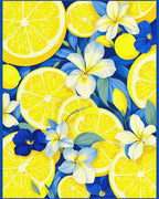 Vibrant Lemon Floral Pattern Rug - Cutout View