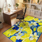 Vibrant Lemon Floral Pattern Rug Office View
