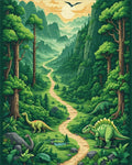 Vibrant Lush Dino Valley Rug - Cutout View