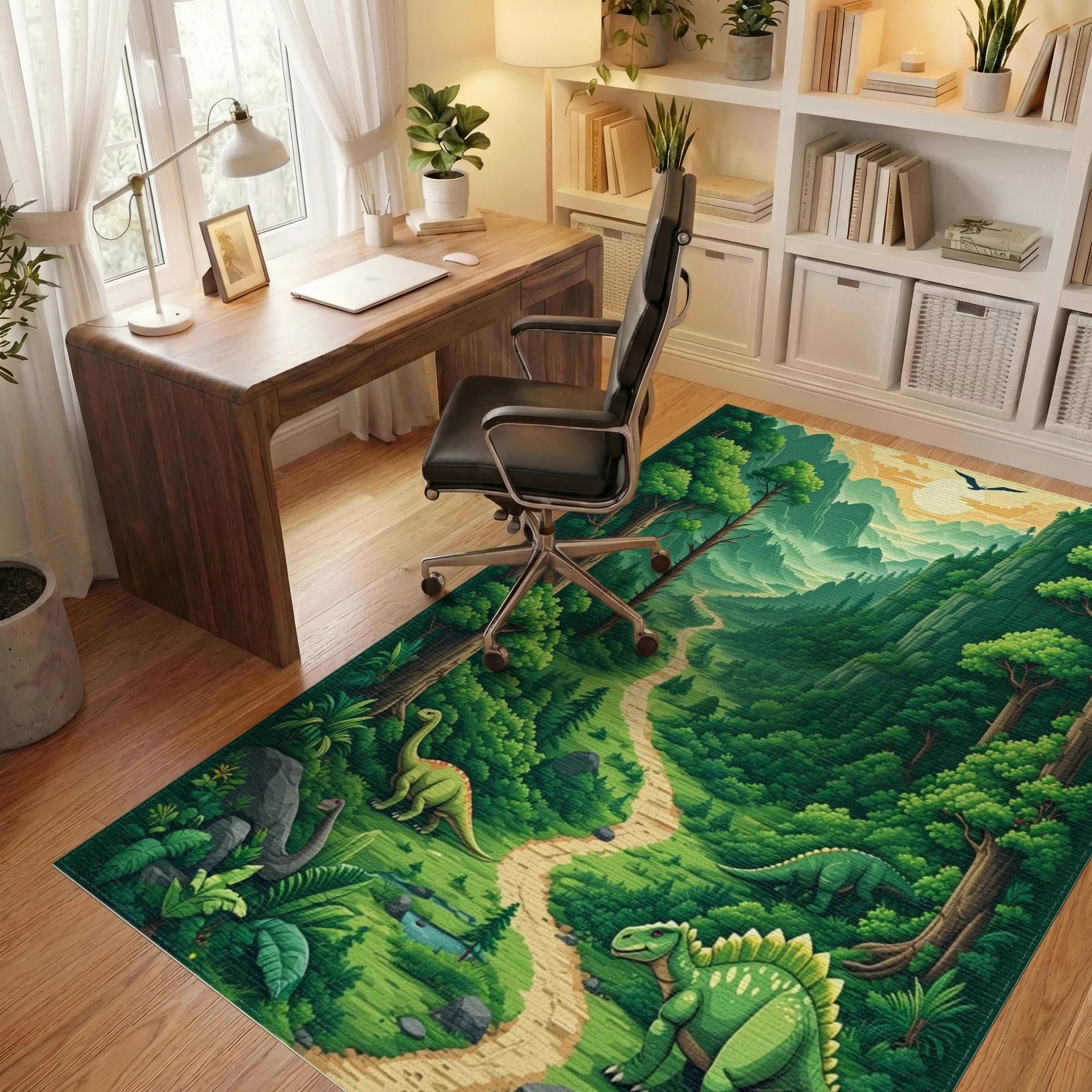 Vibrant Lush Dino Valley Rug - Office View