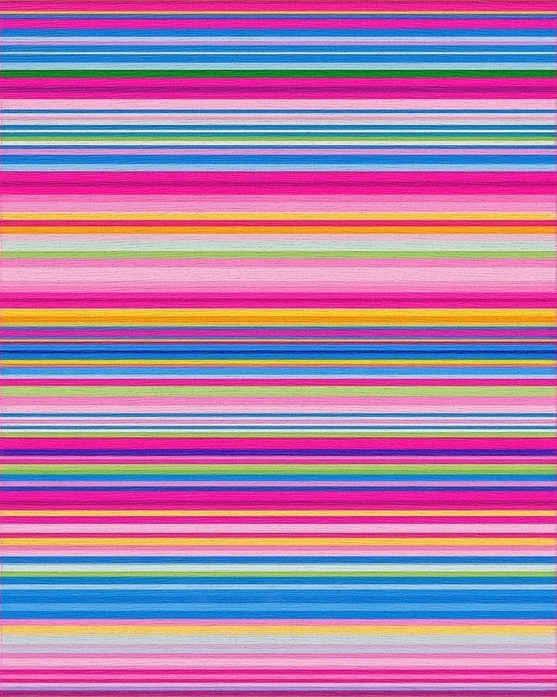 Vibrant Multicolor Rainbow Striped Rug - Cutout View