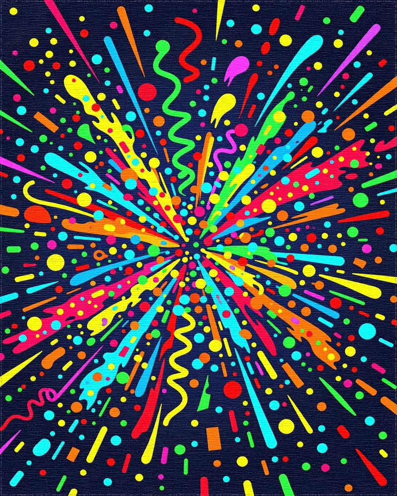 Vibrant Neon Burst Celebration Confetti Rug - Cutout View