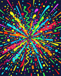 Vibrant Neon Burst Celebration Confetti Rug - Cutout View