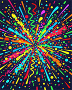Vibrant Neon Burst Celebration Confetti Rug - Cutout View