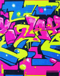 Vibrant Neon Graffiti Burst Rug - Cutout View