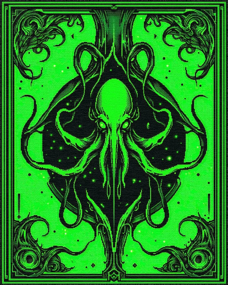 Vibrant Neon Kraken Tentacle Swirl Rug - Cutout View