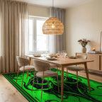 Vibrant Neon Kraken Tentacle Swirl Rug - Dining Room View