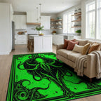 Vibrant Neon Kraken Tentacle Swirl Rug - Living Room View