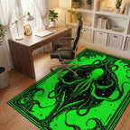 Vibrant Neon Kraken Tentacle Swirl Rug - Office View