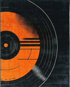 Vibrant Orange Black Vinyl Record Rug - Cutout View