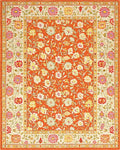 Vibrant Orange Floral Garden Rug - Cutout View
