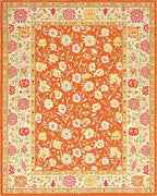 Vibrant Orange Floral Garden Rug - Cutout View