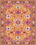 Vibrant Orange Floral Vine Rug - Cutout View