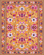 Vibrant Orange Floral Vine Rug - Cutout View