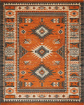 Vibrant Orange Geometric Medallion Rug - Cutout View