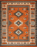 Vibrant Orange Geometric Medallion Rug - Cutout View