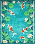 Vibrant Orange Koi Fish Lily Pond Rug - Cutout View
