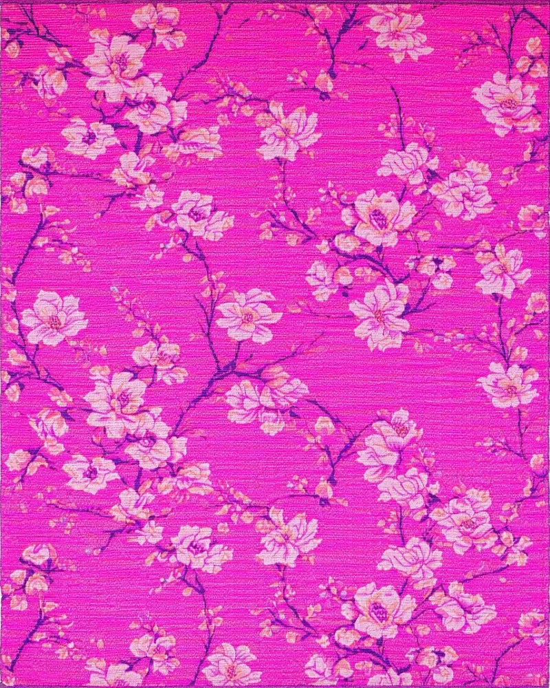 Vibrant Pink Blossom Branch Rug - Cutout View