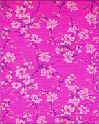 Vibrant Pink Blossom Branch Rug - Cutout View