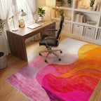 Vibrant Pink Orange Abstract Wave Rug - Office View