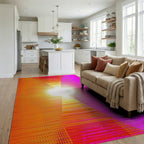 Vibrant Pink Orange Gradient Staircase Rug - Living Room View