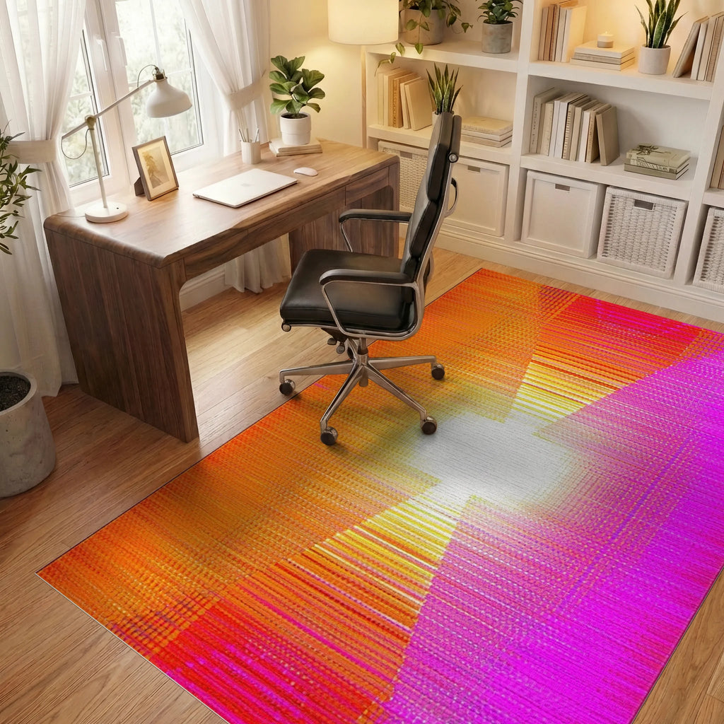 Vibrant Pink Orange Gradient Staircase Rug - Office View