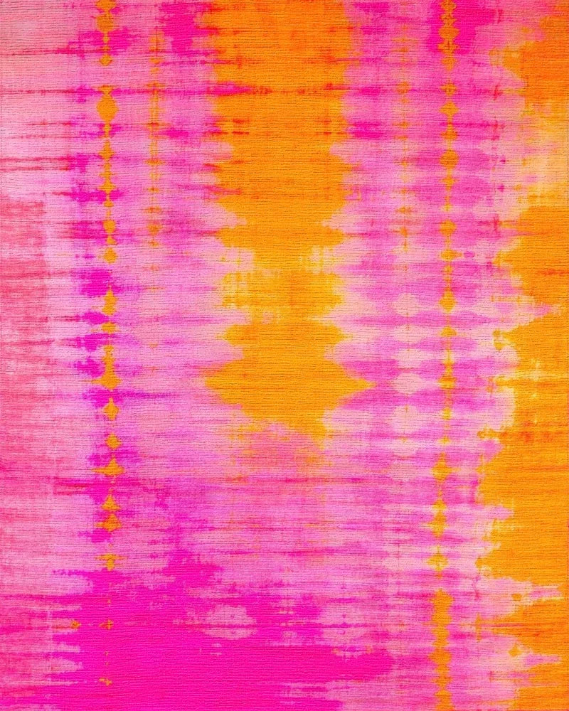 Vibrant Pink Orange Tie Dye Rug - Cutout View
