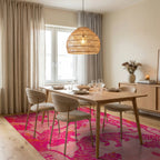 Vibrant Pink Tiger Jungle Scene Rug - Dining Room View