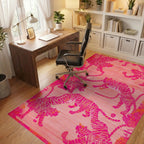 Vibrant Pink Tiger Jungle Scene Rug - Office View