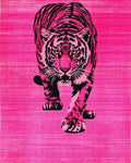 Vibrant Pink Tiger Striking Pose Rug - Cutout View
